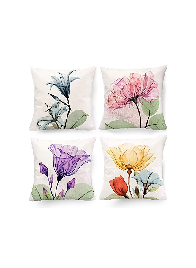 SYOSI Floral Flower Pillow Covers 18 x18“, Linen Cushion Case for Living Room Couch Sofa Patio Outdoor Home Deco, Ink Flower Linen Printed Pillowcase Home Sofa Bedside Office Pillowcase - Image 2
