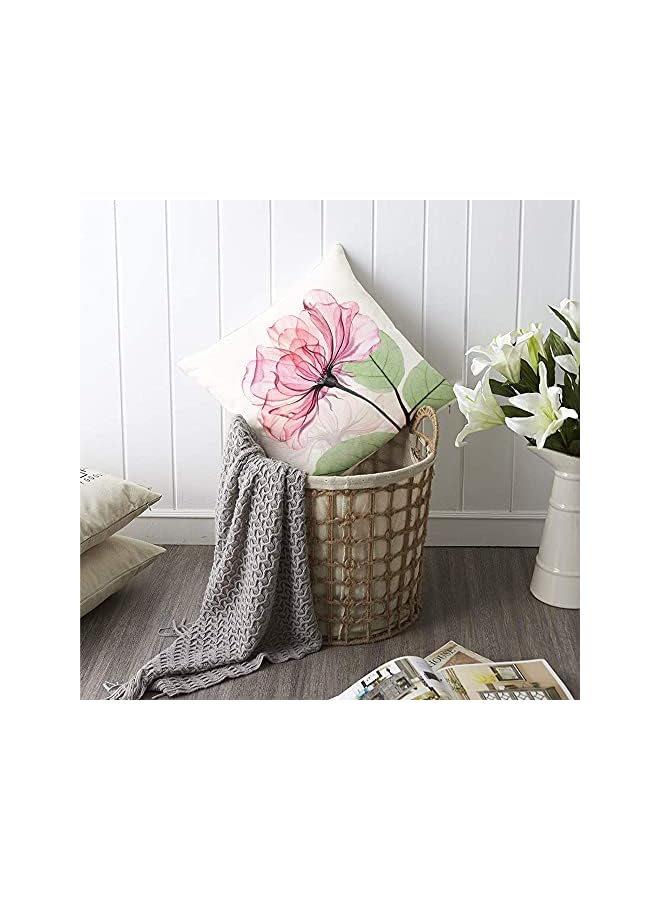 SYOSI Floral Flower Pillow Covers 18 x18“, Linen Cushion Case for Living Room Couch Sofa Patio Outdoor Home Deco, Ink Flower Linen Printed Pillowcase Home Sofa Bedside Office Pillowcase - Image 4