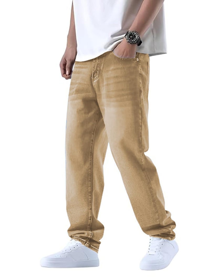 Ben Martin Khaki Men Jeans || Baggy Fit Jean's for Man || Loose Fit High Rise Denim || Stretchable Casual Wear Jean,s || Dance Rap Rapping Style Pant for Men || Denim Cotton Jeans 36 (2) - Image 1