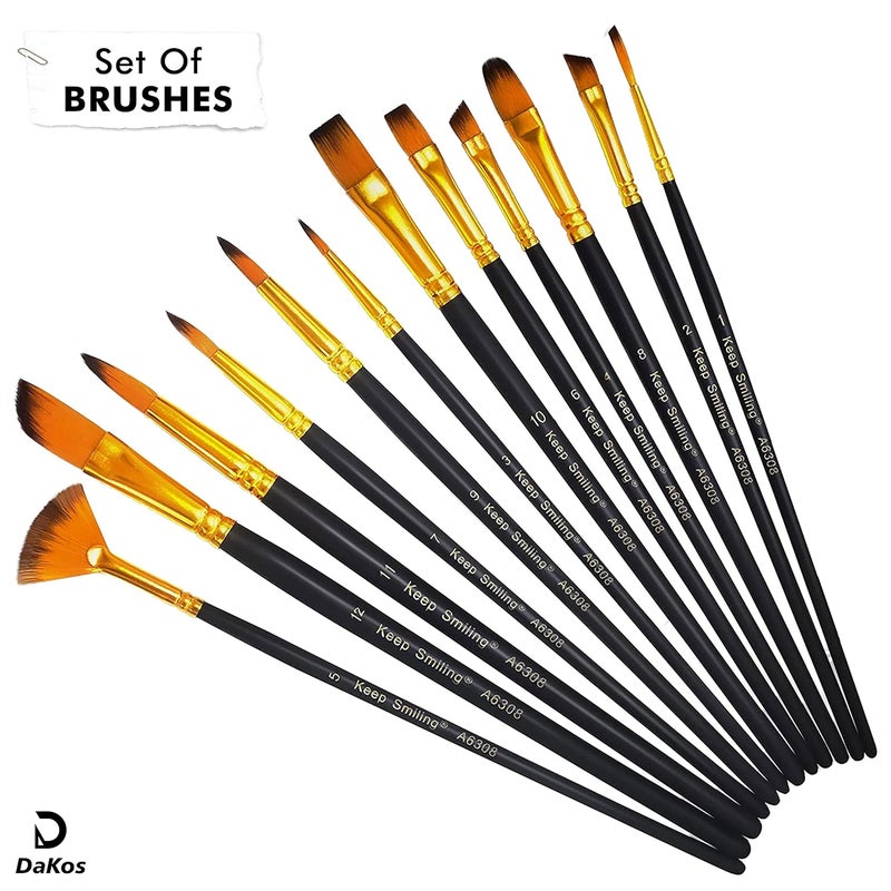 DaKos 16pc Painting Brush Set - Beginner & Artist Accessories - Image 5