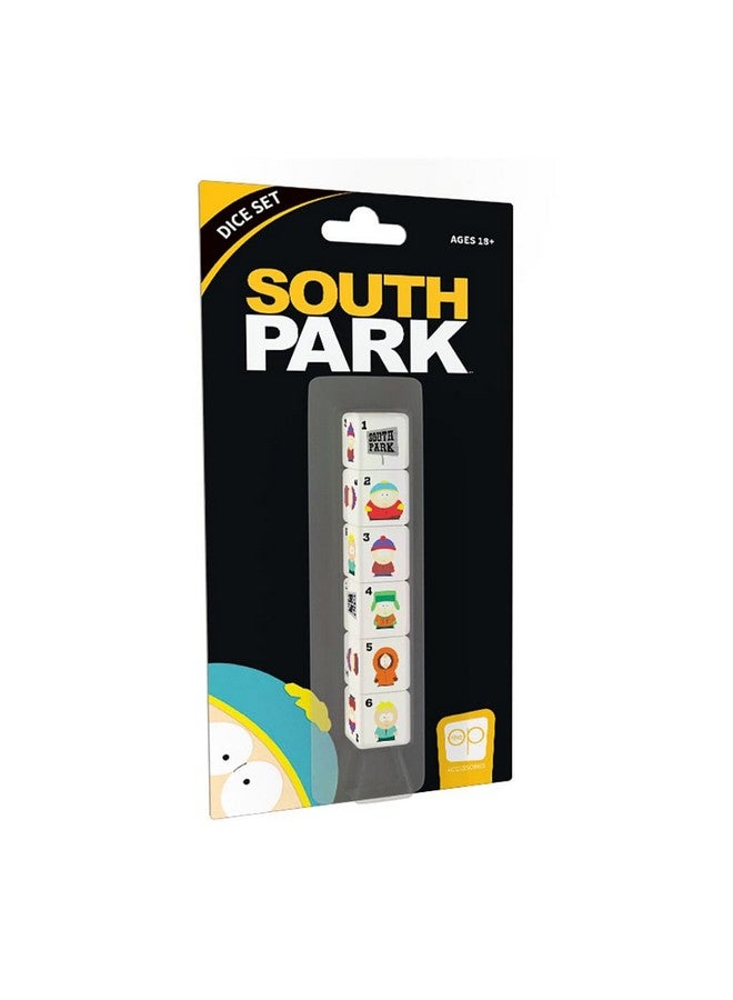 USAopoly South Park Dice Set | Collectible d6 Dice Featuring South Park Sign, Eric Cartman, Stan Marsh, Kyle Broflovski, Kenny McCormick, and Leopold Butters Stotch | Officially Licensed 6-Sided Dice