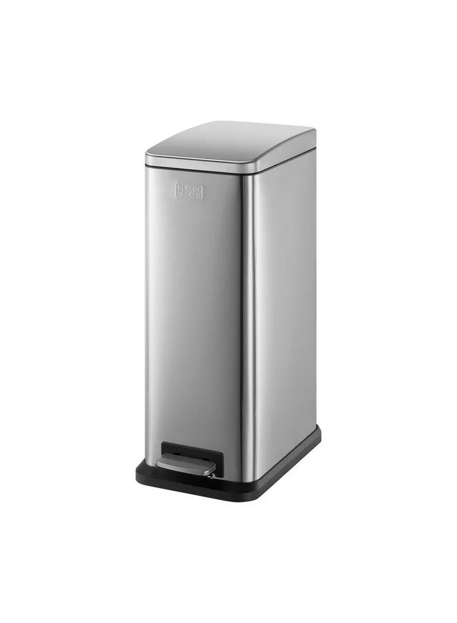 BLACK+DECKER Slim Line Soft Close Stainless Steel Pedal Trash Bin Silver and Black 20 L 61092
