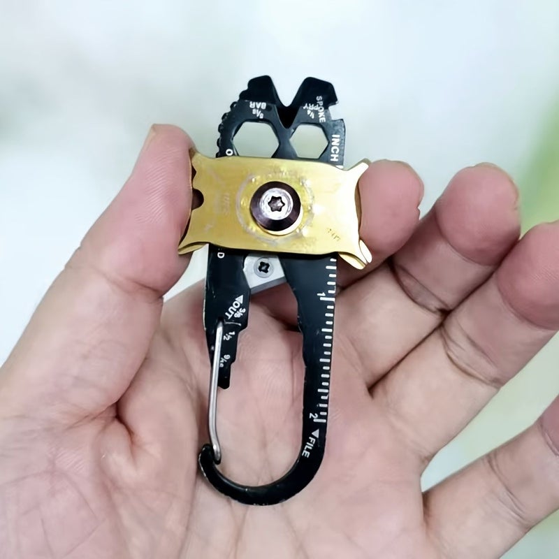 Keychain Multi Tool For Men Carbon Steel Pocket Tool Set With Handheld Screwdriver Bottle Opener Pry Bar Gift For Dad Husband Groomsmen Camping Accessory Multitool - Image 2