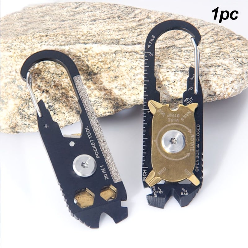 Keychain Multi Tool For Men Carbon Steel Pocket Tool Set With Handheld Screwdriver Bottle Opener Pry Bar Gift For Dad Husband Groomsmen Camping Accessory Multitool - Image 4