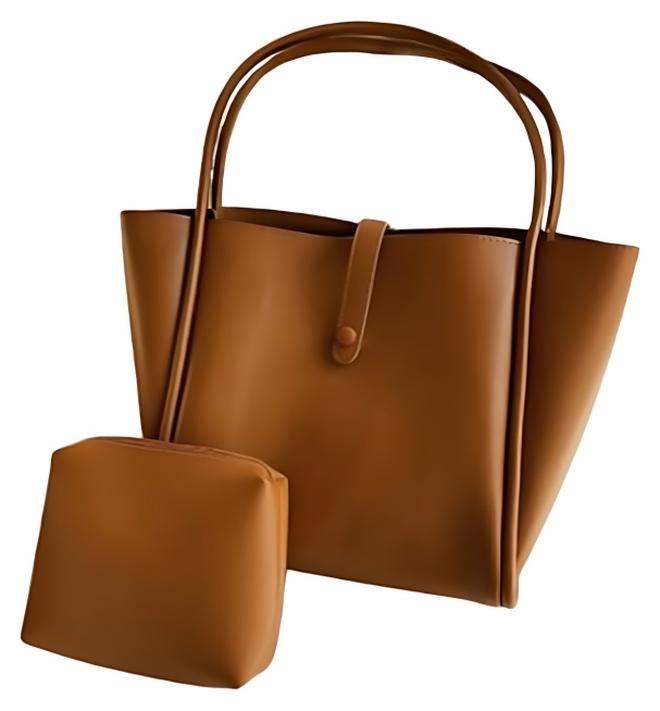 2 PC Large Capacity Tote Bag for Women, Ladies PU Leather Handbag Shopping Bag Clutch Bag Shoulder Bag, Daily Commuting Carrying Bag Side Bag Satchel Bag Office Bag for Girls/College Students/Teenager - Image 1