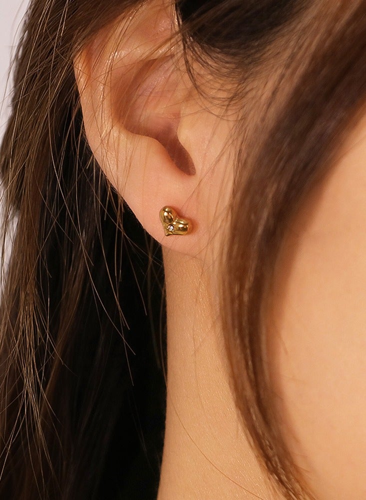 فيساليا أقراط قلب للنساء، أقراط مرصعة زركون من الاستانلس ستيل مطلي ذهب، هدية بسيطة وأنيقة لها - Image 3