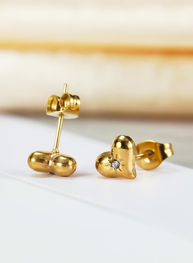 فيساليا أقراط قلب للنساء، أقراط مرصعة زركون من الاستانلس ستيل مطلي ذهب، هدية بسيطة وأنيقة لها - Image 5