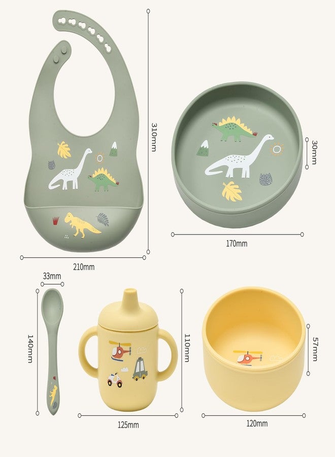 Imagination Junction silicone baby feeding set, Baby Led Weaning Supplies，Cutlery Feeding Supplies, Baby Utensils Feeding Essentials for Starting Solids，5 Piece Set (Green) - Image 2
