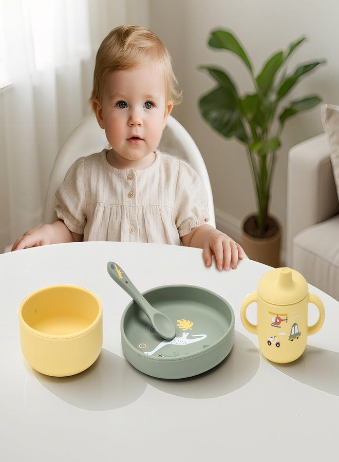 Imagination Junction silicone baby feeding set, Baby Led Weaning Supplies，Cutlery Feeding Supplies, Baby Utensils Feeding Essentials for Starting Solids，5 Piece Set (Green) - Image 4
