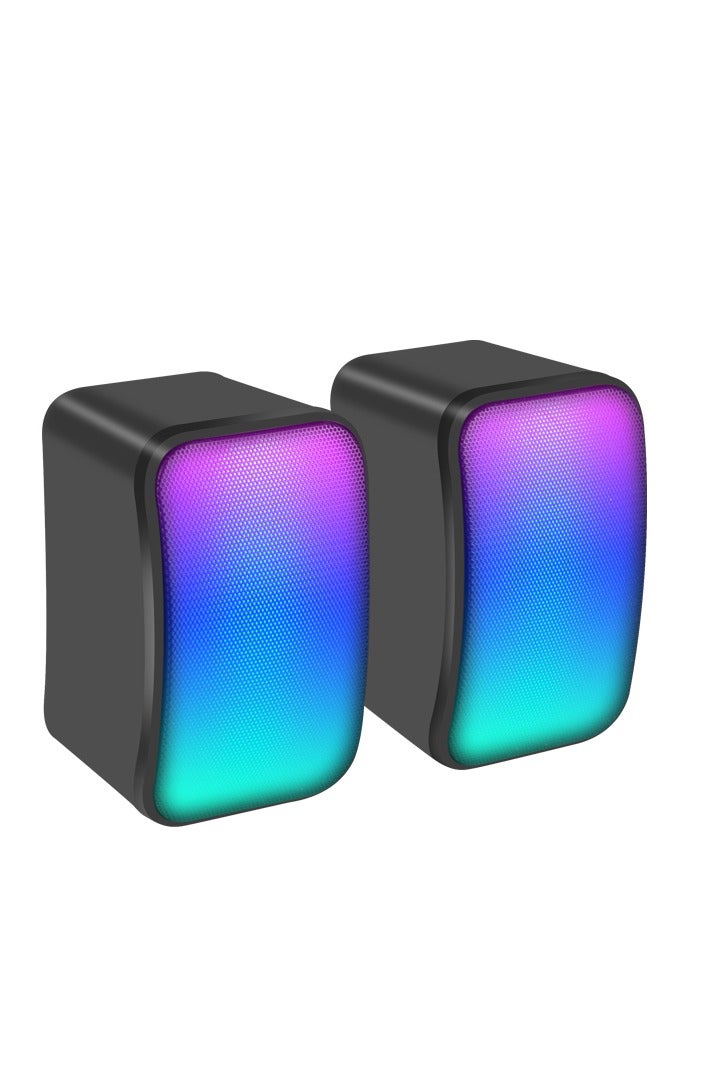 Kisonli X17 Multimedia Speaker Wired RGB –  3W*2.0 Channel speaker (Total 6W) – Wired USB 2.0 Power + 3.5 mm audio plug  – Dynamic RGB Lighting for Gaming / Music/ Computer and Laptop , Mobile | Black - Image 1