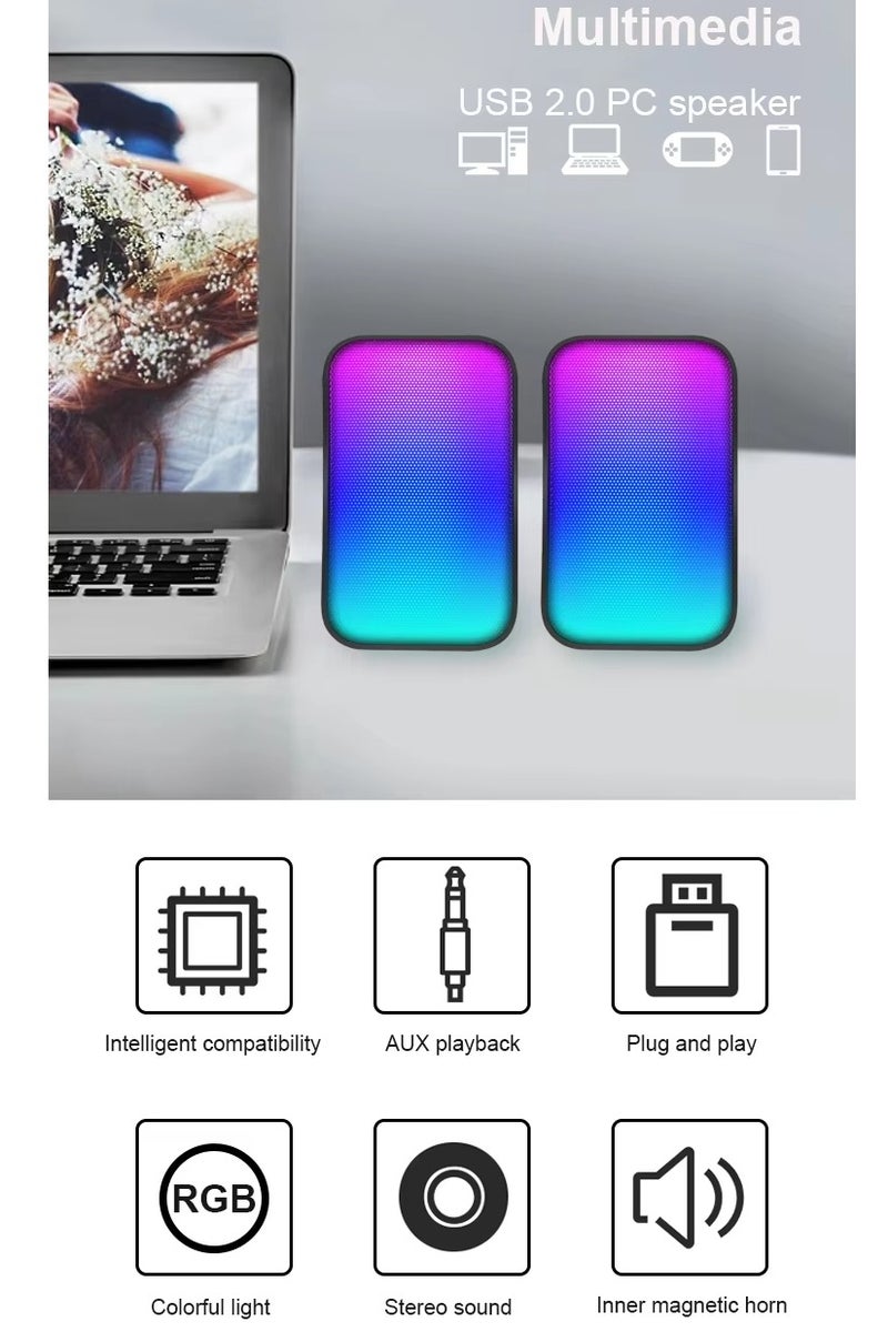 Kisonli X17 Multimedia Speaker Wired RGB –  3W*2.0 Channel speaker (Total 6W) – Wired USB 2.0 Power + 3.5 mm audio plug  – Dynamic RGB Lighting for Gaming / Music/ Computer and Laptop , Mobile | Black - Image 3