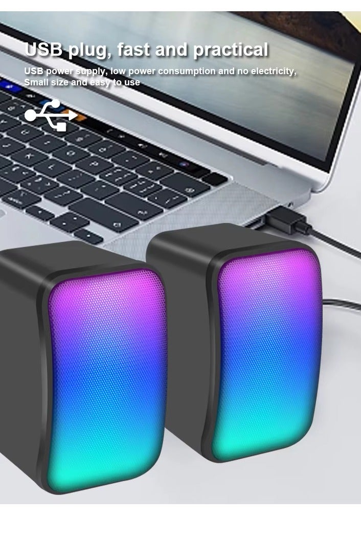 Kisonli X17 Multimedia Speaker Wired RGB –  3W*2.0 Channel speaker (Total 6W) – Wired USB 2.0 Power + 3.5 mm audio plug  – Dynamic RGB Lighting for Gaming / Music/ Computer and Laptop , Mobile | Black - Image 4