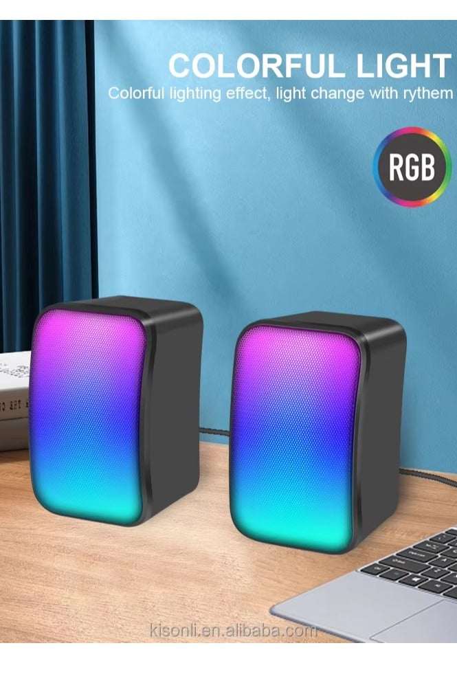 Kisonli X17 Multimedia Speaker Wired RGB –  3W*2.0 Channel speaker (Total 6W) – Wired USB 2.0 Power + 3.5 mm audio plug  – Dynamic RGB Lighting for Gaming / Music/ Computer and Laptop , Mobile | Black - Image 5