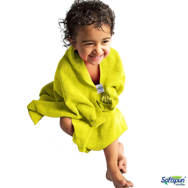 SOFTSPUN Microfiber Hair Hand Face Towel Set of 1 Piece 40x60 Cms 340 GSM Yellow Super Soft Comfortable Quick Drying Ultra Absorbent in Large Size - Image 4