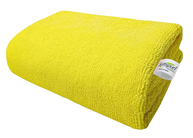 SOFTSPUN Microfiber Hair Hand Face Towel Set of 1 Piece 40x60 Cms 340 GSM Yellow Super Soft Comfortable Quick Drying Ultra Absorbent in Large Size - Image 1