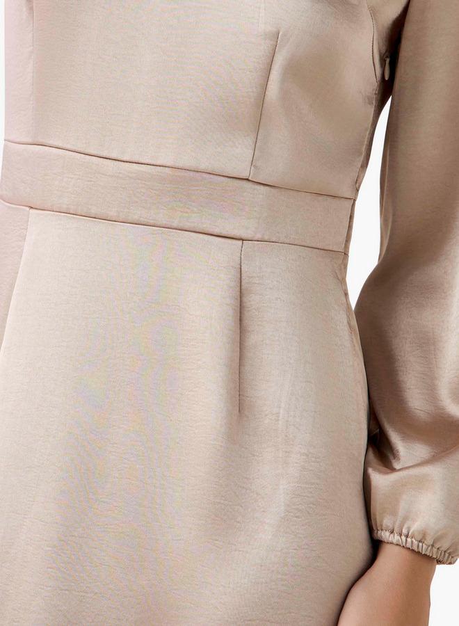 Splash FAV Maxi Satin Evening Dress with Back Slit Detail - Image 4