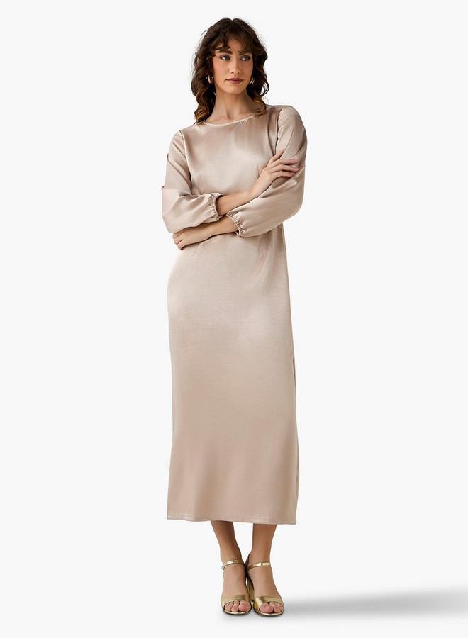Splash FAV Maxi Satin Evening Dress with Back Slit Detail - Image 3
