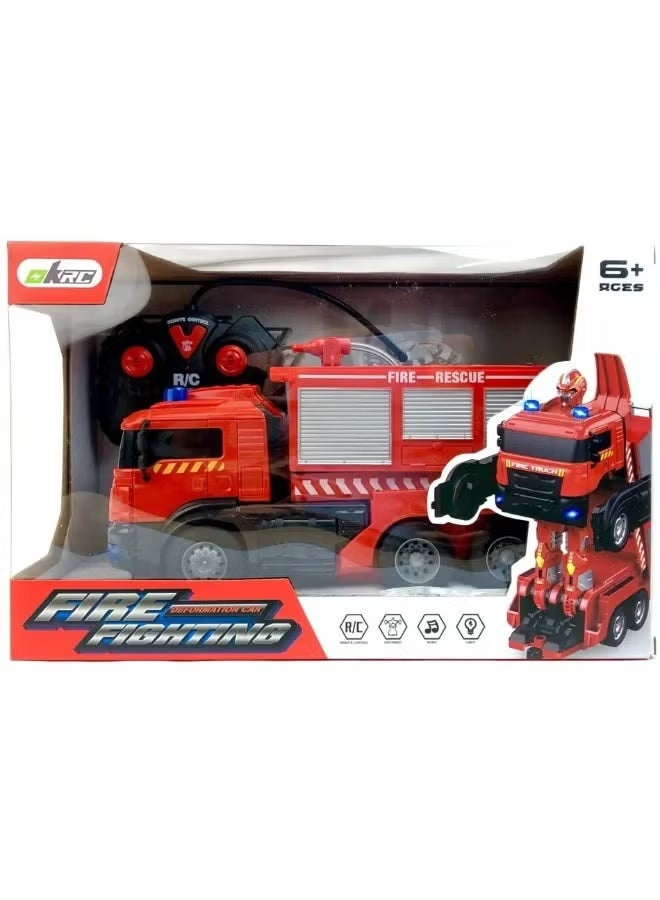 REBENUO 26cm Metal Remote Control Fire Truck with Wireless Controller and 680-Degree Rotating Water Spray, Rechargeable RC Emergency Rescue Vehicle Toy for Kids and Family Play - Image 5