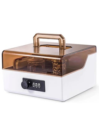 Stamps Storage Box with Combination Lock and Acrylic Top Lid Five Compartments - White/Brown - pzsku/Z3B1B23F679989D367407Z/45/_/1714747201/1e3e1122-dfdc-4839-885a-01a9b21c303a