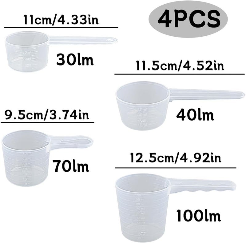 4 PCS مجموعة ملاعق قياس بلاستيكية - مغرفة مسحوق البروتين 50g 35g 25g 20g - أكواب مقياس متينة للقهوة والتوابل أدوات قياس المطبخ للحليب والحبوب والدقيق والجرعة - Image 2