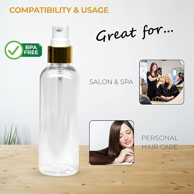 Mclear 2 Cylindrical Shape Bottle Durable Refillable Containers With 1 Pump Bottles Dispenser, 1 Spray Atomizer, 1 Root Comb Applicator, 1 Filp Top Cap, For Perfume, Liquids, Shampoo, Body Soap - Image 3