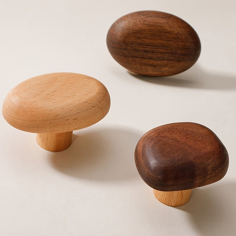 2pcs Walnut Wood Drawer Handles For Cabinets Wardrobes And Doors Furniture Hardware Single Hole Matte Finish - Image 1