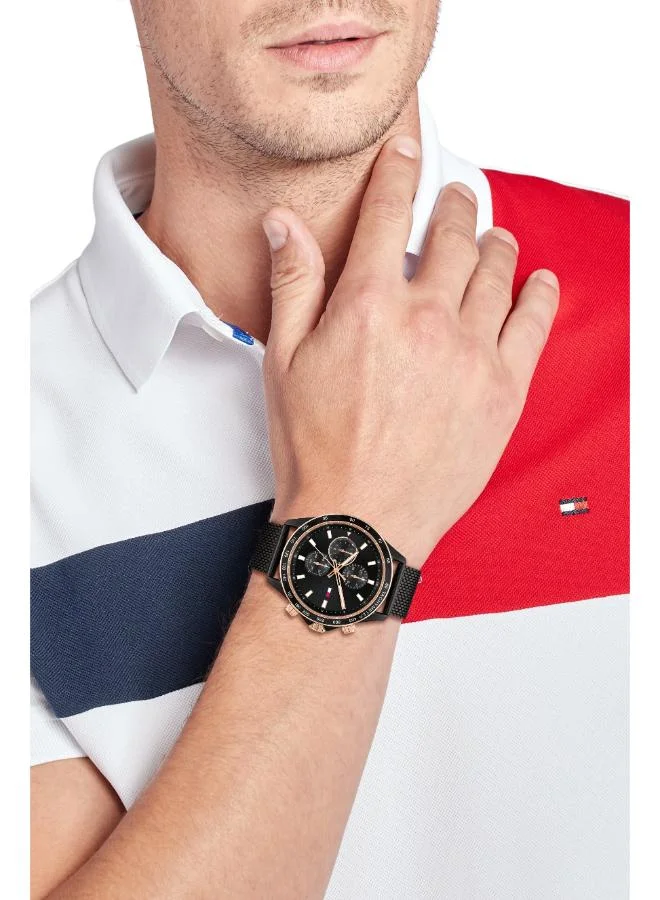 Tommy Hilfiger  Men's Multifunction Watch, Black Dial, Black Stainless Steel Strap for Men | Best Price UAE