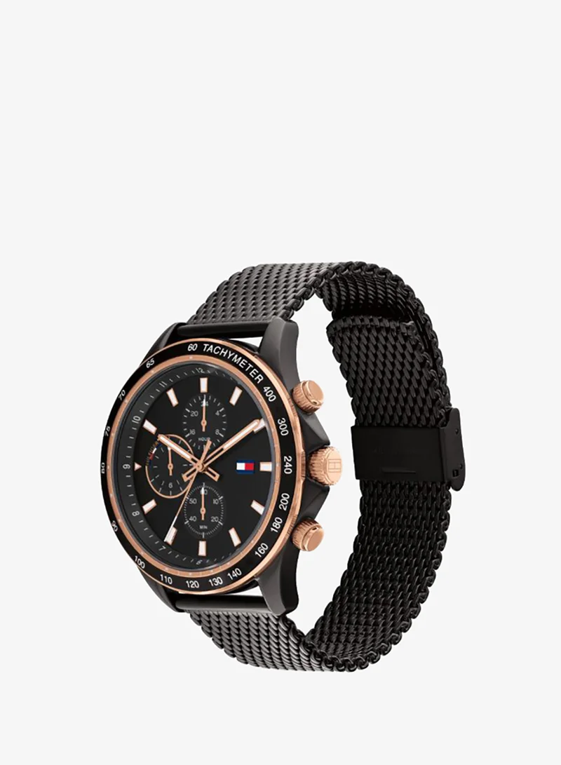 Tommy Hilfiger  Men's Multifunction Watch, Black Dial, Black Stainless Steel Strap for Men | Best Price UAE