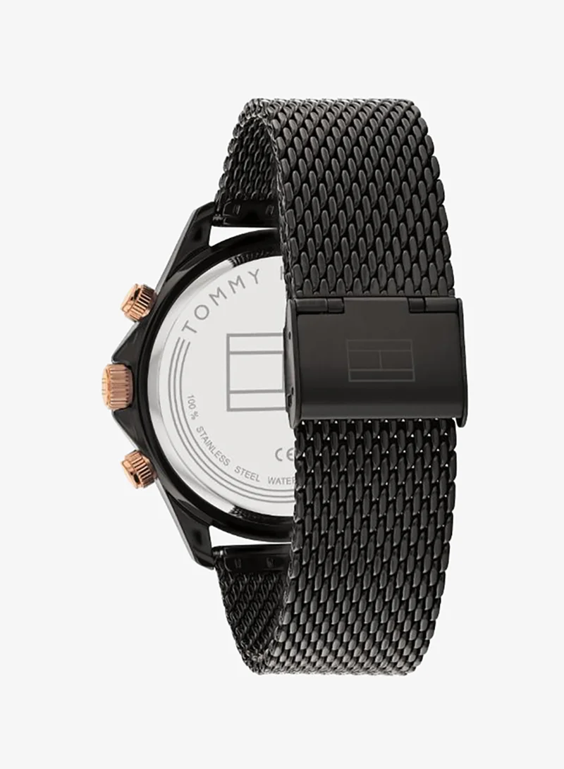 Tommy Hilfiger  Men's Multifunction Watch, Black Dial, Black Stainless Steel Strap for Men | Best Price UAE