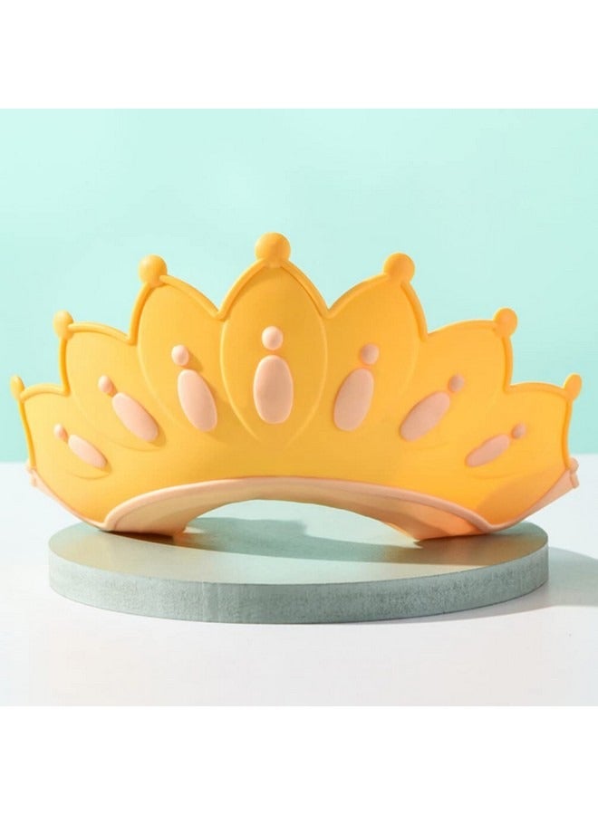 Beauenty Crown Baby Shower Cap Hair Washing Hat Bath Guard Shield Adjustable Visor Protector for Kids Children Toddler Baby Boy Girl Yellow - Image 1