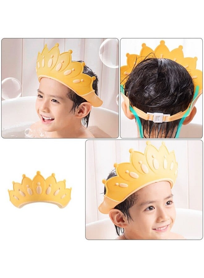 Beauenty Crown Baby Shower Cap Hair Washing Hat Bath Guard Shield Adjustable Visor Protector for Kids Children Toddler Baby Boy Girl Yellow - Image 2
