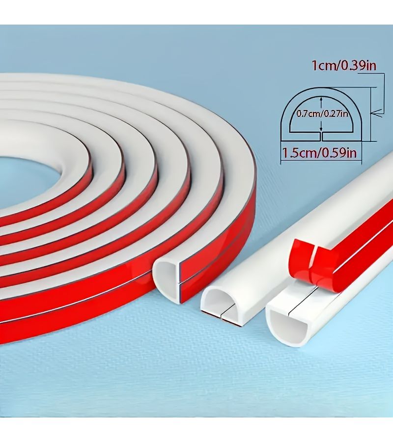 1 Roll PVC Cable Protector Gray Semicircle 118.11 Inch Self Adhesive Wall Floor Wire Management Concealed Grommet - Image 3