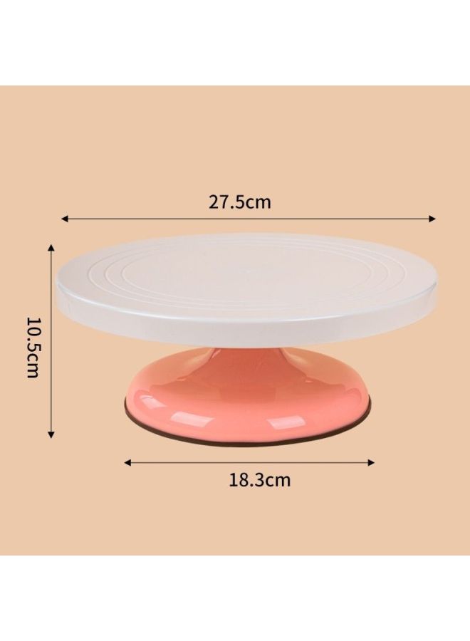 Baking Cake Turntable Decorating Table Plastic Aluminum Alloy Straw Tray Rotating Household Tools Suit Ample Supply-Color:【 10inch 】double Axis Turntable Pink - Image 1