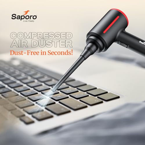 SAPORO Turbo Compressed Air Duster for Cleaning, 500W Electric Air Blower with 48000RPM Copper Motor, 2 Speed Settings, 3 Nozzles, 3m Cord for PC, Keyboard, Electronics & Inflatable Items - Image 2