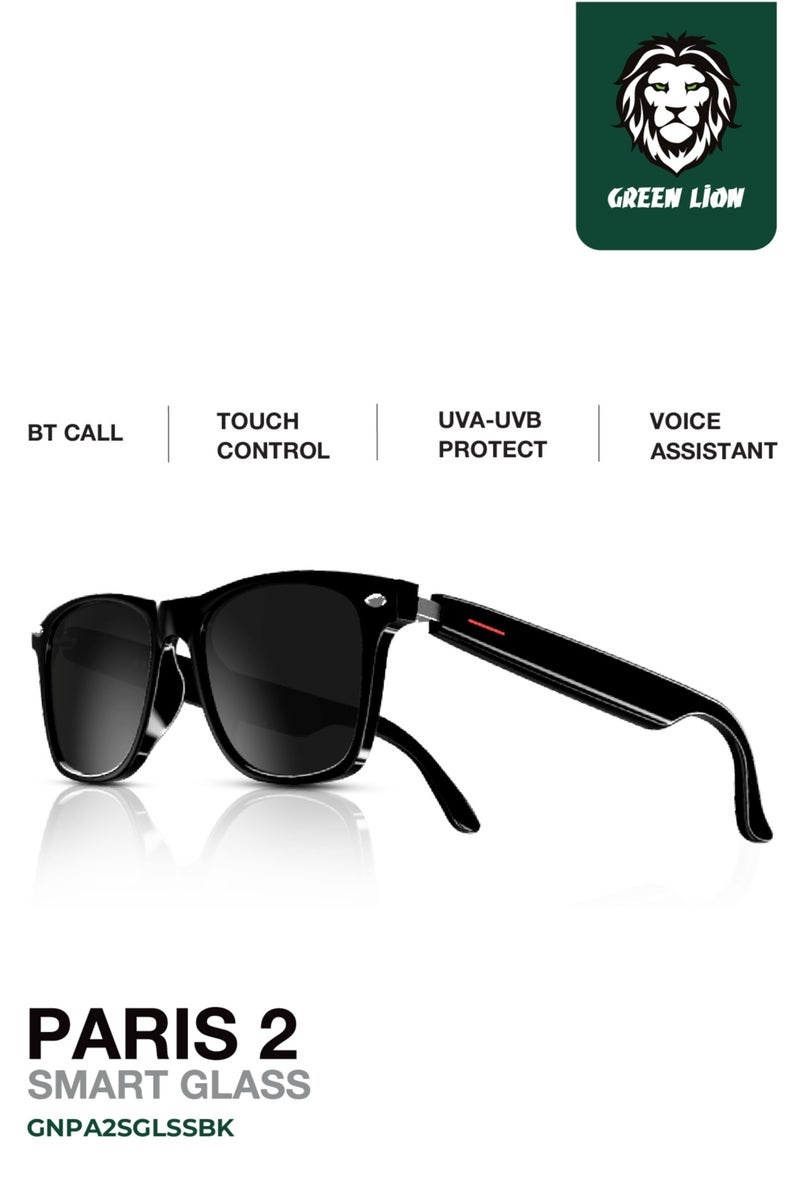 Paris 2 Smart Glass V5.3 Bluetooth / Call / Microphone / Play  Pause / Previous  Next / Voice Assistant / Function on / Camera Click / 15m Bluetooth Distance - Black - Image 1