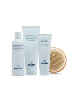pipette Pipette To Mama Gift Set  4Piece Moisturizing Kit with Dry Brush for Dry Skin Coconut  Orange Scented 