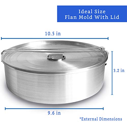 GLOBE ROCKET Flan Mold with Lid - Oversized XL (10.5 x 3.2 in) - Authentic Mexican Flan Pan - Flan Molds for Baking with Water Bath - Molde para Flan - Flaneras Moldes con Tapa Baño Maria - Image 2