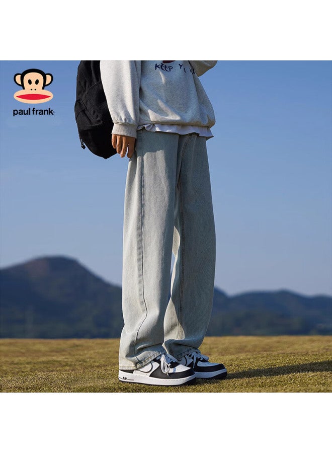 Paul Frank Men's Denim Jeans Spring And Autumn New Retro Straight-leg Loose Trendy Pants Light Blue 2XL - Image 2