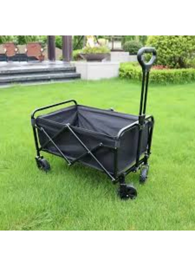 Talzeo Foldable Wagon Cart | Heavy Duty Collapsible Utility Wagon with Wheels | Folding Garden Cart Trolley | Outdoor Beach Camping Shopping Utility Cart with Handle and Storage Bag - Image 2