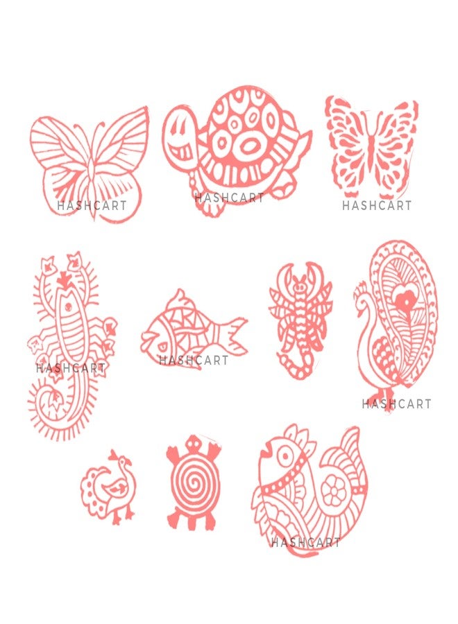 Hashcart Set of 10 | Wooden Animal Shape Printing Stamps Design Blocks for Baren Printing Stamps | Scrapbooking | Fabric Designing | Art Craft | Pottery Craft | Project Making - Image 3