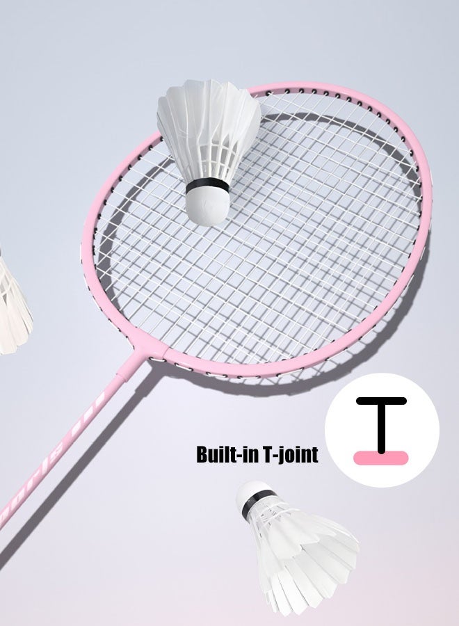 Hanayo Badminton Racket Set Lightweight Professional Badminton Racket Set for Adult and Children Including 2 Rackets 3 Shuttlecocks and Carry Bag(Pink) - Image 4