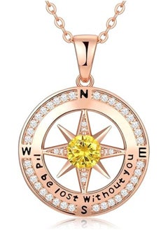 Zifeel Compass Necklace Gifts for Women wife - S925 Sterling Silver Birthstone Necklaces for Women - Anniversary Birthday Gifts for Her Wife Girlfriend - Valentines Day Mom Mother’s Day  Gifts  - Image 1