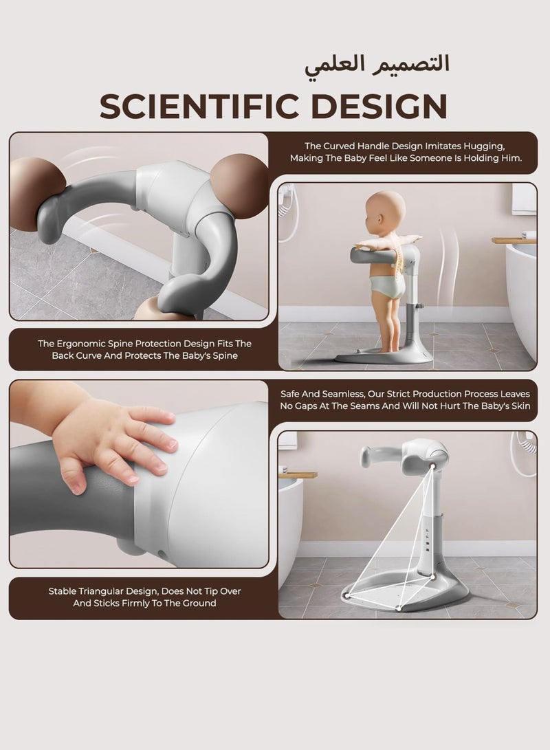 توشيونيكس حامل استحمام للأطفال، دعامة استحمام للأطفال، دعامة استحمام مع ارتفاع قابل للتعديل ومسند للذراع، حامل استحمام مع مانع للانزلاق وحامل رأس دش، أساسيات الاستحمام للأطفال من عمر 6 إلى 36 شهرًا - Image 3