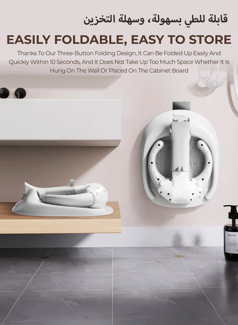 توشيونيكس حامل استحمام للأطفال، دعامة استحمام للأطفال، دعامة استحمام مع ارتفاع قابل للتعديل ومسند للذراع، حامل استحمام مع مانع للانزلاق وحامل رأس دش، أساسيات الاستحمام للأطفال من عمر 6 إلى 36 شهرًا - Image 5