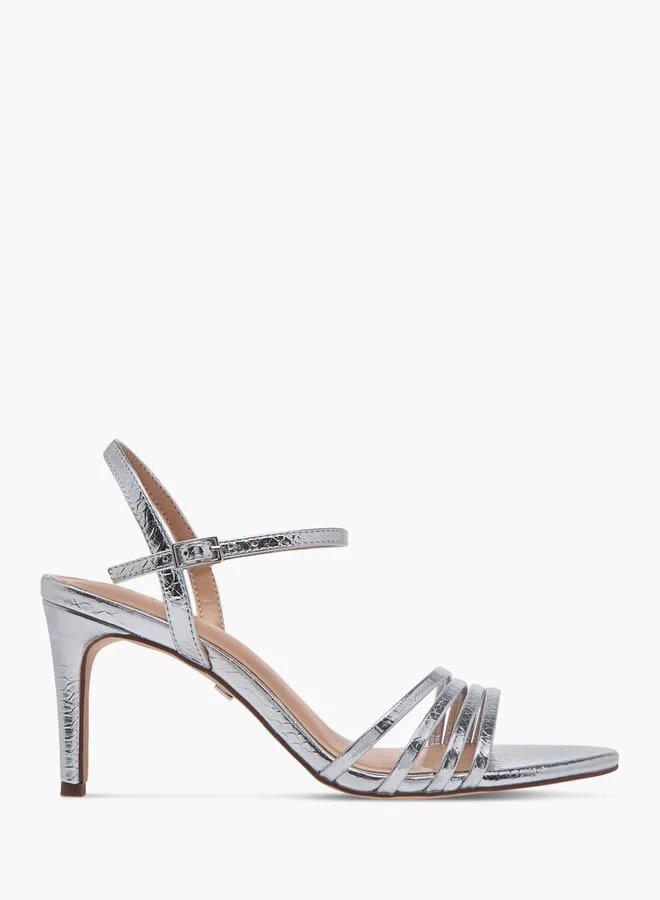 Celeste Women's Textured Sandals with Stiletto Heels and Buckle Closure