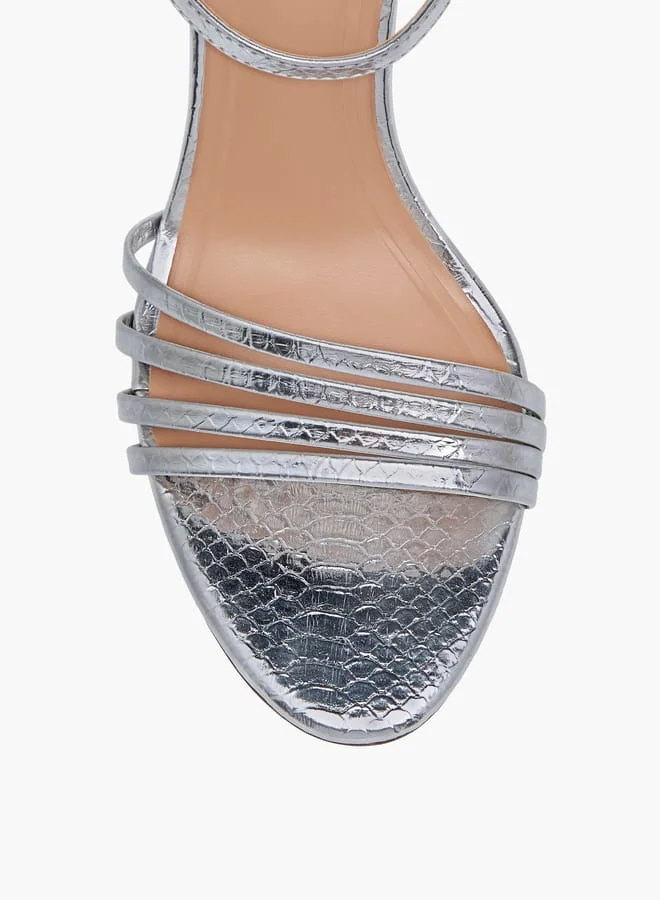 Celeste Women's Textured Sandals with Stiletto Heels and Buckle Closure