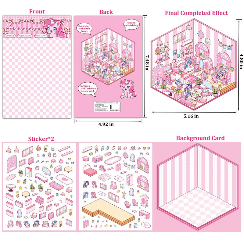 Xuoent DIY 3D Sticker Scenes for Girls, 6 Sets Make Your Own Scene Stickers for Kids, Cute Kawaii Scene Stickers, Therapy Stickers for Stress Relief, Holiday Christmas Activity, Easter Basket Stuffers - Image 4