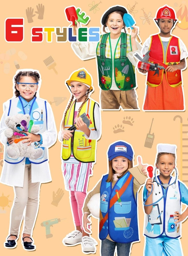 Hungdao 6 Sets Kids Dressing up Costumes Toddler Pretend Play for Age 6-10 Dress up Scientist, Firefighter, Postman, Farmer, Doctor, Engineer - Image 2