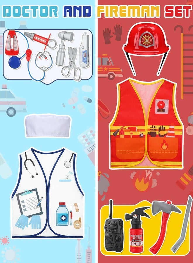 Hungdao 6 Sets Kids Dressing up Costumes Toddler Pretend Play for Age 6-10 Dress up Scientist, Firefighter, Postman, Farmer, Doctor, Engineer - Image 3