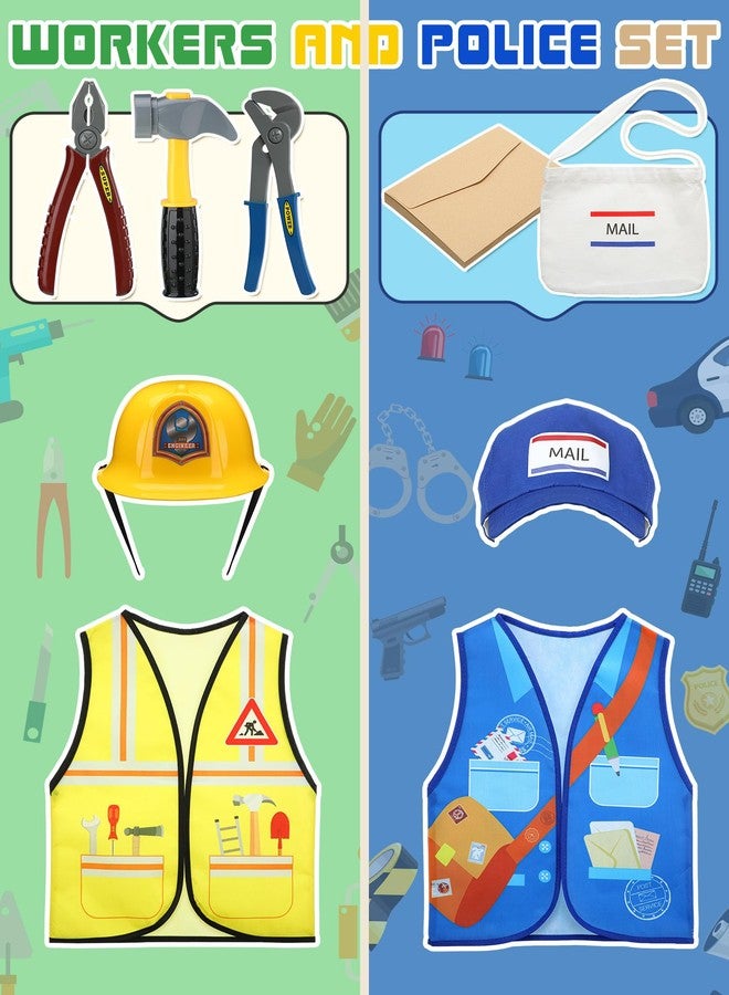 Hungdao 6 Sets Kids Dressing up Costumes Toddler Pretend Play for Age 6-10 Dress up Scientist, Firefighter, Postman, Farmer, Doctor, Engineer - Image 4